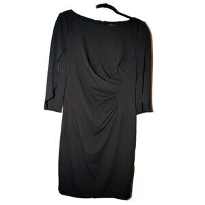 DKNY Womens Black Bell Sleeve Sheath Dress W/Ruched Detail Size 12